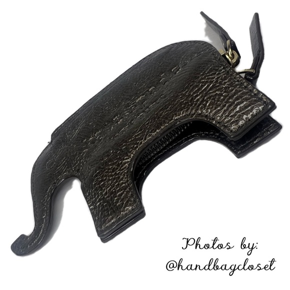 Kate Spade Elephant Coin Bag Metallic Grey Vintage Zip Purse - Picture 2 of 11